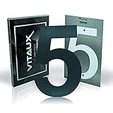 Vitaux® Hausnummer anthrazit H=20cm - mit Schablone & Wasserwaage Libelle - Hausnummernschild massiv & rostfreier Stahl - Schrift Arial - Ziffer (5)