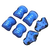 SUNGOOYUE Knieschoner Ellenbogenschoner Handgelenkschutz Kit, 6 Stück Schutzausrüstung Set für Rollschuhe Radfahren BMX Fahrrad Skateboard Inline Skating Roller Reiten Sport für Kinder/Jugend(Blau)