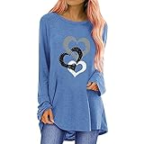 Lalaluka Tshirt Damen Langarmshirt Herbst Löwenzahn Print Langarm Geraffte Causal Bluse Oberteil Frauen Tshirt Blusen Tunika Bluseshirt Hemd Longshirt 