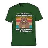 T-Shirt I Hate Morning Print Vintage Style Verschiedene Typen Kurzarm T-Shirt Top für Unisex Dark green001 XXL