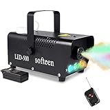 Nebelmaschine mit LED-Lichtern in Rot, Blau, Grün, Softeen Tragbare 3 Farben 500W Rauchmaschine mit drahtloser Fernbedienung für Party Weihnachten Halloween DJ Bühneneffek