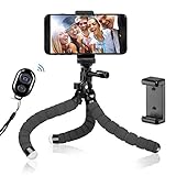 BSET BUY Tripod Oktopus Handy Stativ Kamera-Stativ Ständer Dreibein Stativ Halter für Kamera und jedes Smartphone inklusive Handyhalterung (Stativ mit Bluetooth-Fernbedienung)