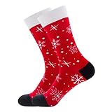 DressLksnf Weihnachten Socken Damen 1 Paar, Hohe Socken Damen Sexy,Socken Damen Antirutsch Socken Damen Herbst-Wintersocken Weihnachtsmann Herren Socken Baumwollsock