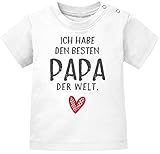 MoonWorks® Baby T-Shirt Kurzarm mit Spruch ich Habe den besten Papa der Welt Geschenk Geburtstag Bio-Baumwolle Shirt weiß 92/98 (16-24-Monate)