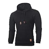 HUYURI Herren Kapuzenpullover Langarm Lässiges Plaid Hoodie Sweatshirt Einfarbig Sports Pullover Hooded Sweat Herbst Winter Kapuzenpulli Trainingsanzüge Sweatjacke mit T