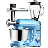 Homlee 3 in 1 Universal Küchenmaschine 1800W Multifunktionale Knetmaschine 6-stufige Gescheindigkeit Mixer, mit Fleischwolf, 1.5L Saftpresse, 5.5L Edelstahlschüssel Teigmaschin (Blau)