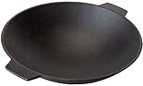 Grillfürst Wok Pfanne Gusseisen Ø 30 cm mit Zwei Griffen - Grillwok - Gusspfanne mit flachem Boden - für Induktion & Grill geeig