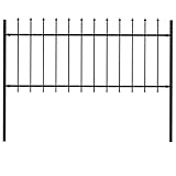 vidaXL Gartenzaun mit dekorativen Speerspitzen Schmuckzaun Metallzaun Zaun Zaunelemente Stahlzaun Gitterzaun Zaunfeld Tor Stahl 1,7x0,8m Schw