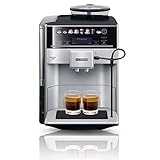 Siemens Kaffeevollautomat EQ.6 plus s300 TE653501DE, für viele Kaffeespezialitäten, Milch-Aufschäumdüse, Keramikmahlwerk, Doppeltassenfunktion, Antikalk, automatische Dampfreinigung, 1500 W, silb