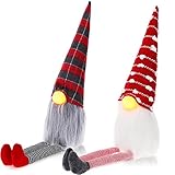 2 Stücke Weihnachten Zwerge Plüsch mit LED Licht Weihnachten Elf Ornamente Weihnachten Abgestuftes Tablett Dekor Handgemachte Schwedische Figuren Nordisch Dekor Weihnachten Dek
