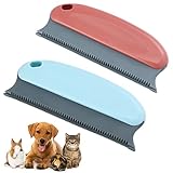 Haustierhaarentferner 2 PCS Bürste Katzenhaarentferner aus Kleidung und Hundehaarentferner Teppichhaarentferner Schaber für Teppich, Bettwäsche, Auto - Tierhaarentferner für Möbel(Blau und rot)