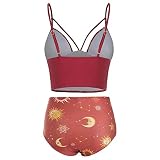GroßEr MäDchen Tankini Badeanzug Cross Wrap Bikini GrüNer Bikini Badeanzug für Frauen Chef BadeanzüGe für Frauen Ein StüCk T-Shirt Badeanzug Rosa Dreieck Bikinioberteil (Rot,L)