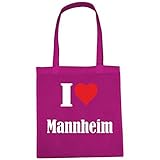 Tasche I Love Mannheim Größe 38x42 Farbe Pink Druck W