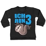 Shirtracer Baby Geburtstag Geburtstagsgeschenk - Ich Bin 3 mit Faultier in blau - 6/12 Monate - Schwarz - Geschenk - BZ31 - Baby