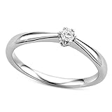 Orovi Ring für Damen Verlobungsring Gold Solitärring Diamantring 9 Karat (375) Brillianten 0.09crt Weißgold Ring mit Diamanten Ring Handgemacht in I