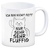 speecheese Ich Bin Nicht Fett nur sehr fluffig Kaffeebecher mit lustiger Katze Haustier Kater Geschenk für Naschkatzen und Knuddelige M