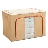 HULLSI Aufbewahrungstasche,Faltbarer Organizer Mit Großer Kapazität Und Stahlrahmenhalterung Für Kleidung, Bettdecken, Decken, Mit Reißverschlüssen Und Klarem Fenster,Beige,24L
