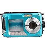 RRunzfon Digitalkamera Unterwasserkamera 48MP wasserdichte Kamera mit Dual Screen für Schnorchel Schwimmen Surfen Blau, Digitalk