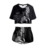 nuannuan 3D-Druck Ariana Grande T-Shirt + Shorts Mädchen Sportswear Süßes Top + Shorts Süße Sängerin Mädchen Lange Dame Lässig Lose XS-XXL