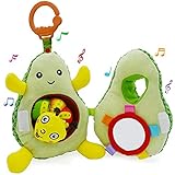 DKaony Babyspielzeug, Kinderwagen Spielzeug Für Babys Clip-on Kinderwagen Spielzeug Mit Spiegel Waschbar Baby Avocado Rassel Spielzeug Baby Spielzeug 0-6 Monate Neugeborene Geburtstagsgeschenk