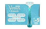 Gillette Venus Smooth Rasierer Damen, Damenrasierer + 6 Rasierklingen mit 3-fach Kling