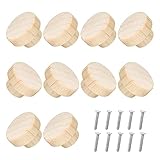 10 Stück Holz Möbelknöpfe,Holz Schubladengriff,Holzknöpfe Schrank,Knäufe Holz,Runde Holzknöpfe Schrank,Ideal für Schrank,Kommode,Schubladen,Wohnzimmer,Küche(30mm)