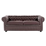 Beliani Klassisches Sofa in englischem Stiil Echtleder braun C
