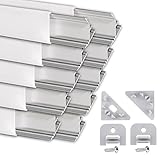 LED Aluminium Eckprofil 10 Meter I LED Alu Profile 45 Grad I Aluminiumprofil für LED Stripes I Lichtleiste I 10x 1 Meter Komp