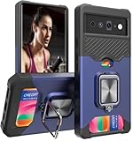 Hülle Kompatibel mit Google Pixel 6 Pro, mit Kartenschlitz Weiche Silikon Bumper Case Handyhülle, MoEvn mit 360 Grad Ring Halter Magnetisch Ständer Stoßfeste Schutzhülle für Google Pixel 6 Pro, B
