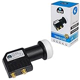 hb-digital Twin LNB ( Test SEHR GUT *) LNC Kopf 2 Teilnehmer Direkt LTE Protected Satelliten Digital Sat Full HD TV 3D 4K UHD Kontakte vergoldet Wetterschutz Schwarz Black