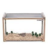 FSRM Reptilien-Terrarium-Aquarium-Schlangen-Fisch-Einsiedler-Schildkröten-Tank-Verschiebung für Hamster, Igel, kleine Tiere, Metallmaterial, Holzmaserung, 50,8 x 30,5 x 25,4