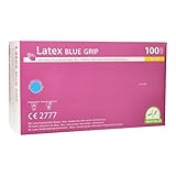 Medi-Inn Latex blue grip Einmalhandschuhe blau puderfrei (100 Stück, Größe S)