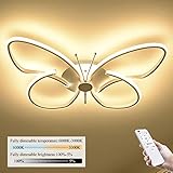 Modern LED Deckenleuchte Wohnzimmer Leuchte Weiß Schmetterling Design Deckenlampe Minimalistische Acryl Metall Schlafzimmer Kinderzimmer Restaurant Dekor Innen Beleuchtung,Dimmable,64cm/46W