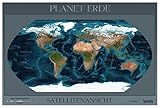 Spravity Satellit Weltkarte - Format 120 x 80cm groß - Sprache deutsch – Poster/Bild - inkl. Klebepads zur Befestigung an der Wand - S