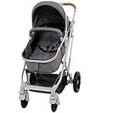 Honganrunli Kinderwagen 3 in 1Kinderwagenset Sportwagen Buggy Babyschale Große Räder Luftreifen Hohe Verarbeitungsqualität Bequemerr,Kinderbuggy, Liegebuggy, Sportwagen,Dunkelg