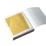 Hileyu Gold Leaf 30 Blatt Echte Blattgold Essbar 24 Karat Goldfolie 4.33 * 4.33cm zum Basteln Lebensmittel Kuchen Backen Torten Dekorfolie Kunsthandwerk essbares G