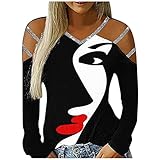 Damen Oberteile Elegant, Blingko Sexy T-Shirt Streetwear Langarm T Shirt Bequem Blusen Tshirt Große Größen Langarmshirt Sommer Basic Oberteile Shirtk