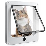 Sailnovo Katzenklappe 4-Way Magnetic Lock hundeklappe Haustiertüre Cat Flap große， 30*25.5*6cm Dog Cat Pet Door Flap Easy Install with Telescopic Frame with Heavy Duty Quiet Magnetic Frame, XL Weiß