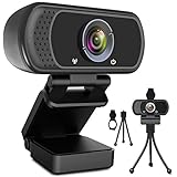 Webcam HD 1080p Webkamera, USB PC Computer Webcam mit Mikrofon, Laptop Desktop Full HD Kamera Video Webcam 110-Grad-Breitbild, Pro Streaming Webcam zum Aufzeichnen, Anrufen, Konferenzen, Sp