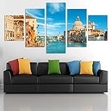 5 Stücke Poster HD Drucke Modulare Bilder für Wohnzimmer Dekoration Gerahmt Leinwand Wandkunst 5 Stück Venedig Romantik für Wohnzimmer Poster Wohnkultur B