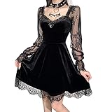 Xiangdanful Damen Kleid Sommer Minikleid Gothic Kleid T Shirt Kleid Hoodie Retro Vintage Steampunk Röcke Punk Kleid Lolita Langarm Mit Kapuze Swing Cosplay Kostüm Fasching Fasnacht Karneval Party