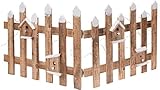 Deko Holz Zaun mit 30 LED in natur - 100x40 cm - Mini Gartenzaun Winter Gatter b