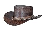 N? Cowboy-Bushhut aus echtem Leder, Western-Australien-Outback, Schlangenprint, braun, 58