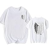 Tomwell Damen Attack On Titan AOT Tshirt Scouting Legion Aufklärungstrupp Anime 3D T-Shirts The Wings of Freedom Sommer Kurzarm Shirt Oberteile Blusen Tops Unisex A Weiß M