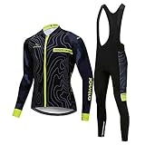 JOGVELO Fahrradbekleidung Set, Radfahren Kleidung Set Thermische Fleece für Herren MTB Fahrrad Bekleidung, L