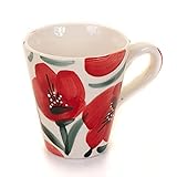 Handbemalter Keramikbecher 'Florida' | Konisches Glas mit Henkel | Extra große Schale für Latte Kaffee - Cappuccino - Tee | Einzigartiges Design | Glänzende Emaille-Oberfläche | 350