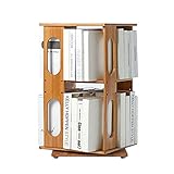 ZHJIUXING SF Bücherregal 2 Ebenen 360 ° Drehbar Bambus Bücherregal Boden Stehend Bücherregal Lagerung Organizer Regale Für Wohnzimmer, Drehbares Regal, B