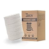 ZEBEN® Makramee Garn 3mm x 300M, Baumwollgarn Baumwollkordel Baumwollseil Baumwollschnur, Macrame Garn für DIY Handwerk Basteln Stricken Boho Deko Wandbehang Dekoration Wohnzimmer Balkon S