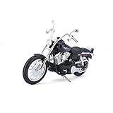 Maisto Harley-Davidson FXDBI Dyna Street Bob ´06: Motorradmodell 1:12, mit Lenkung, beweglichem Ständer und frei rollenden Rädern, 17 cm, blau (532325)