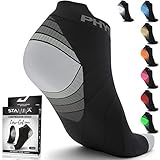 Physix Gear Sport Sportsocken Kurz Atmungsaktive Laufsocken Männer & Frauen Running Socks mit Kompression - Jogging Socken, Wander Socken, Badminton Socken, Bike Socken (2 PAAR) GRAU SCHWARZ S/M